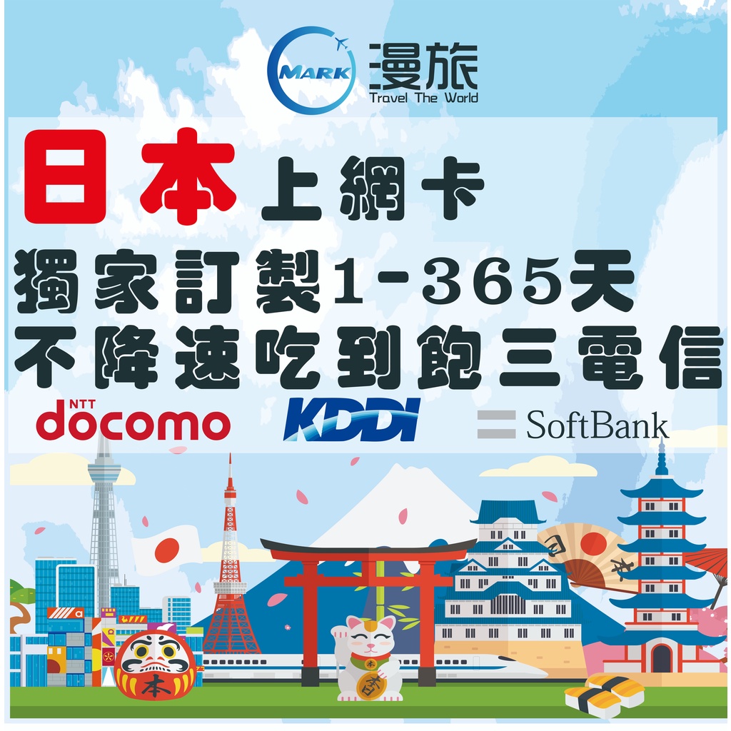 日本上網卡SoftBank 1-365天訂製天數 吃到飽 日本上網 日本網卡 日本網路卡 北海道 沖繩 東京日本SIM卡