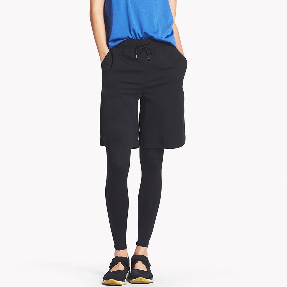 全新 UNIQLO WOMEN 女裝 SPORT AIRism 彈性運動機能緊身內搭褲 清涼接觸感 黑色S 健身 慢跑