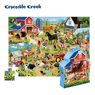 (4歲以上) 美國【Crocodile Creek】博物館造型盒學習拼圖-生態農場 (48片)