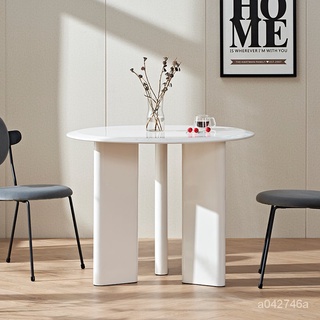 北歐ins實木圓形餐桌簡約現代小戶型家用飯桌輕奢設計師洽談桌子 JVVf