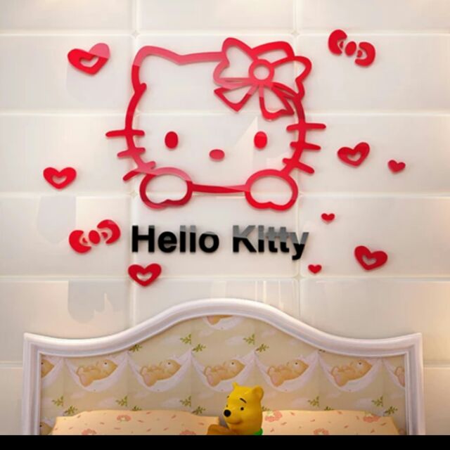 【寵愛倪家】KT貓3D立體壓克力牆貼 壁貼 居家裝飾 臥室佈置 床頭 Hellokitty