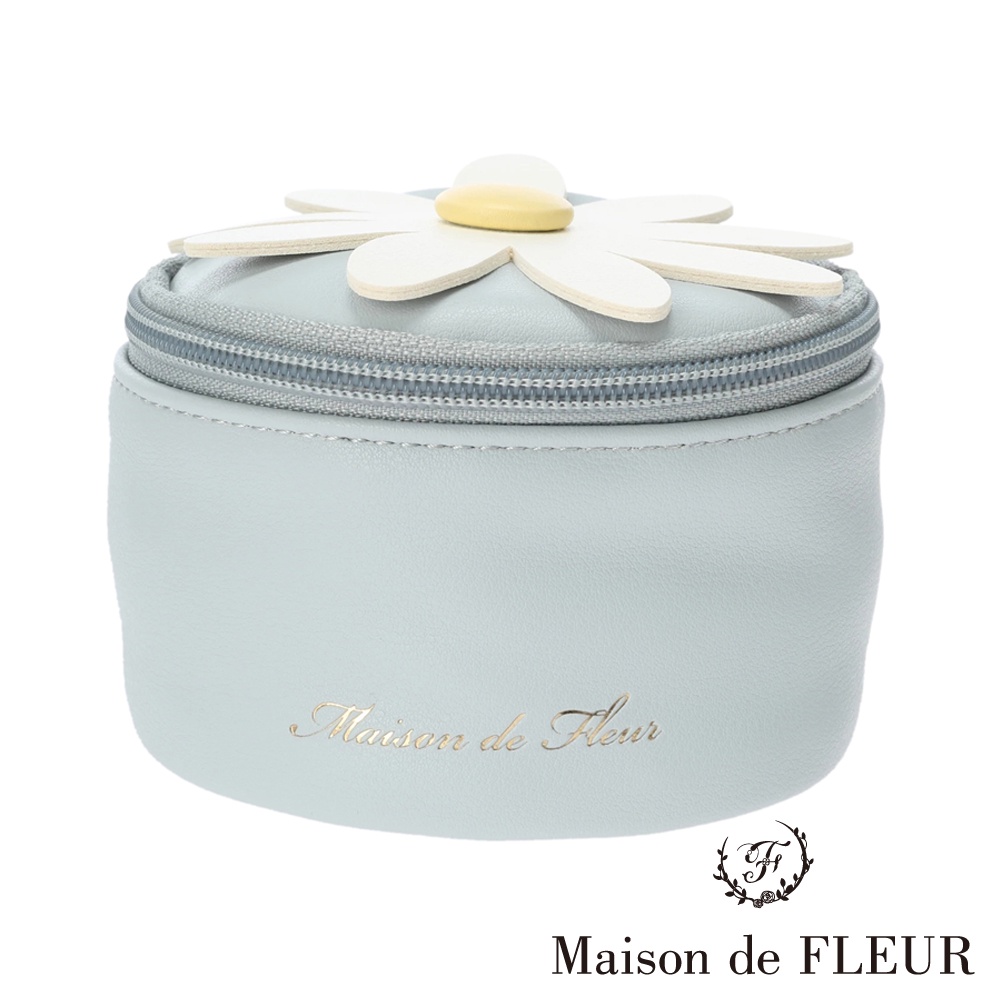 Maison de FLEUR 瑪格麗特花造型立體皮革圓形收納包(8A22FTJ0300)