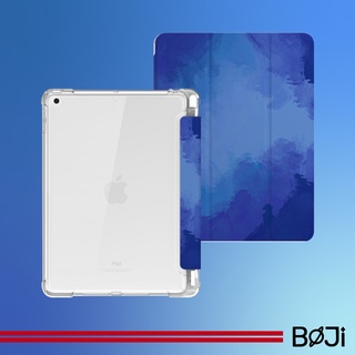【BOJI】iPad創意保護殼 5/6/7/8/9/Pro/Air/Mini 霧面背透 氣囊殼 彩繪圖案款-復古水彩海底