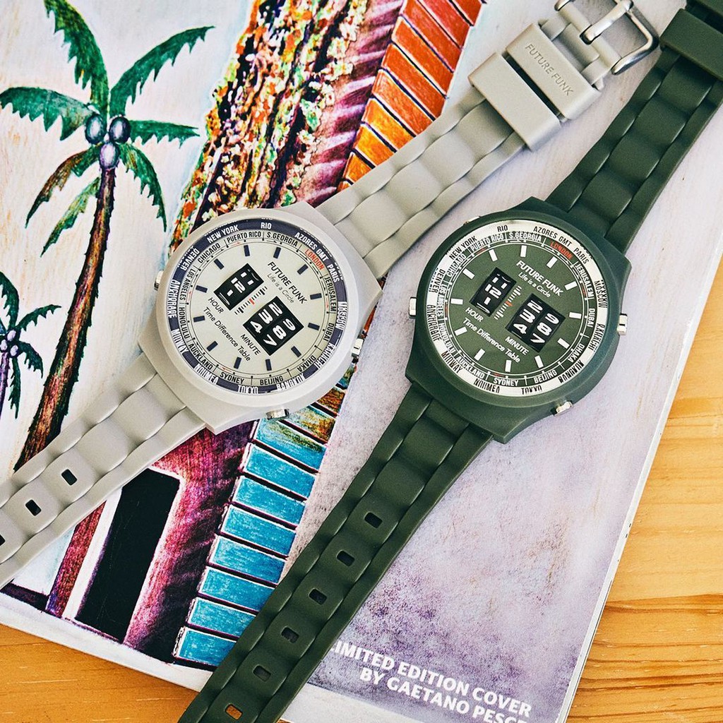 日本手錶Future Funk｜直立迴轉石英錶，最新錶款-創造者系列，石英灰 （公司現貨，一年保固，中文說明）