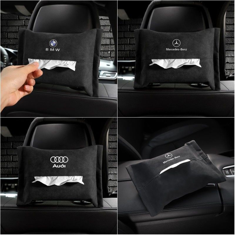 賓士 翻毛皮椅背面紙盒 BMW AUDI 特斯拉 保時捷 LEXUS 遮陽擋面紙盒 面紙套 車用面紙抽 衛生紙盒