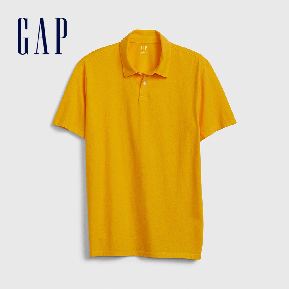 Gap 男裝 棉質素色短袖POLO衫-橙黃色(530908)