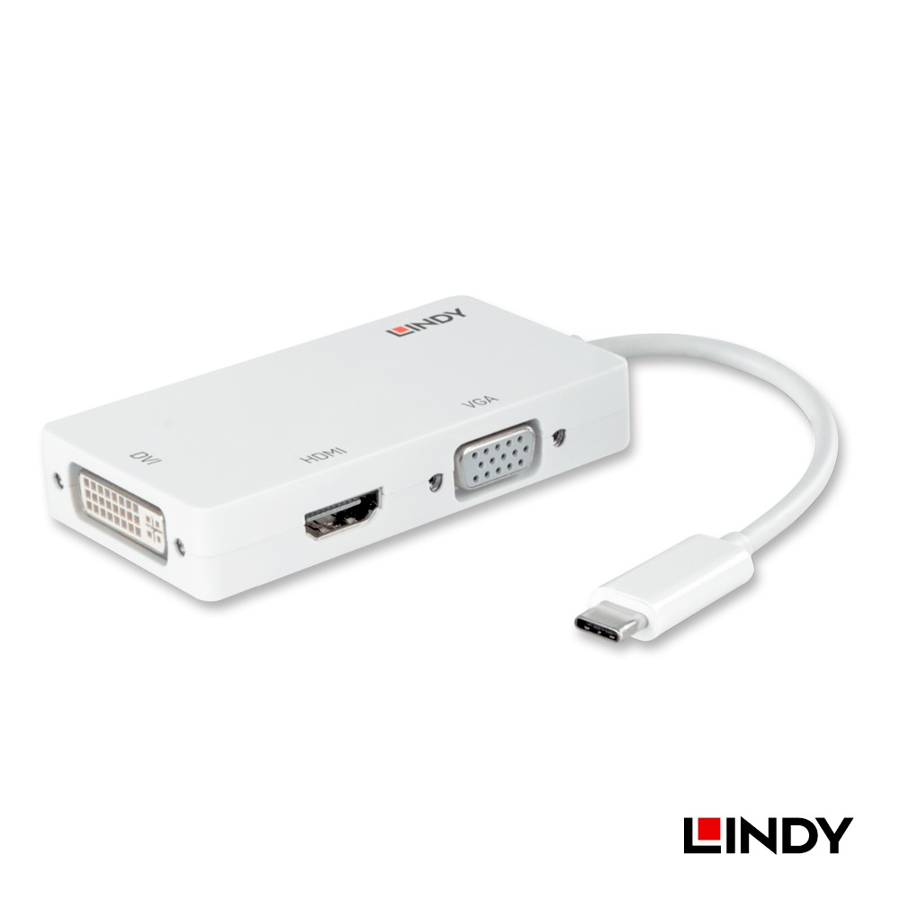 LINDY 林帝 主動式 USB3.1 Type-C to HDMI/DVI/VGA 三合一轉接器 (43273)