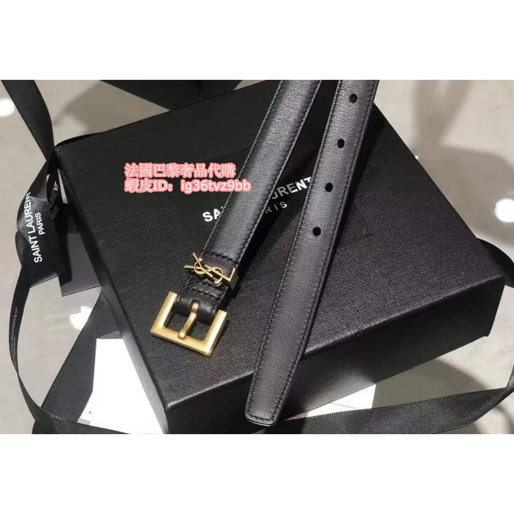 全新正品ysl boo0w1000 Saint Laurent 字母標志方形搭扣光面皮腰帶女士皮帶 蝦皮購物