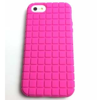 iPhone SE / 5 / 5S / 5C 矽膠材質保護套 巧克力方格系列 可愛粉紅色 [B0031]