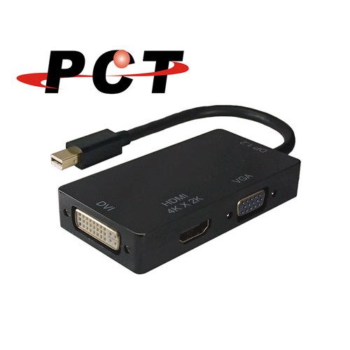 【PCT】Mini DP轉HDMI+VGA+DVI多合一擴充座(DHD103M)