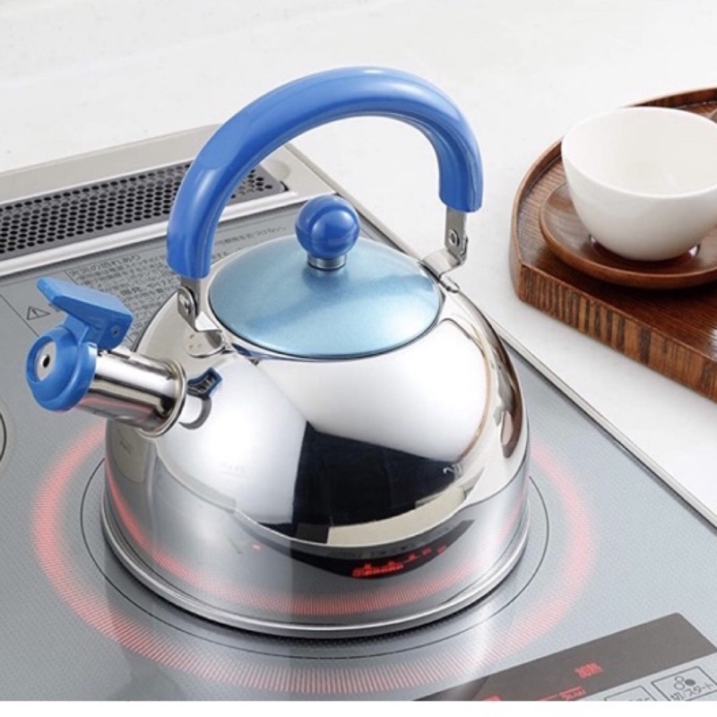 最後一個日本製 2.5L Yoshikawa吉川和色18-8不銹鋼 鋼笛壺 不鏽鋼笛音壺 熱水壺 茶壺 藍色umi