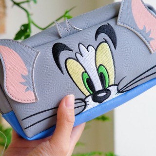 《湯姆貓與傑利鼠》🇯🇵日本商品 湯姆貓皮質電繡收納包 筆袋 化妝包 Tom&Jerry 日落小物 生日禮物