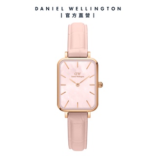【Daniel Wellington】DW 手錶 Quadro Rouge 20X26珍珠貝真皮皮革小方錶