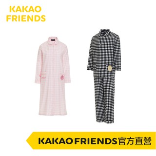 KAKAO FRIENDS 桃子、萊恩 法蘭絨睡衣 長袖睡衣 情侶睡衣 居家服套裝