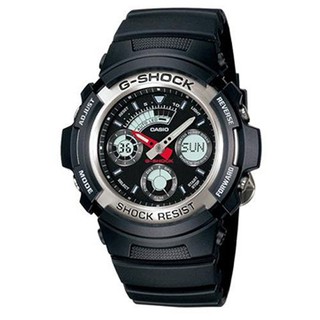 【CASIO】G-SHOCK 實用運動風雙顯指針錶-銀圈(AW-590-1A)正版宏崑公司貨
