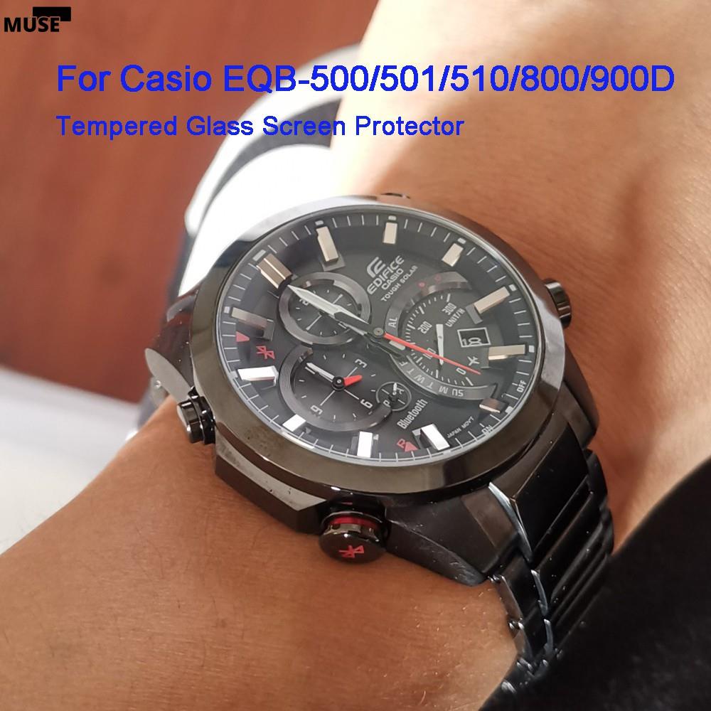 【3cmuse】9h高清鋼化玻璃膜 適用Casio Eqb-500/501/510/800/900d 防刮 手錶螢