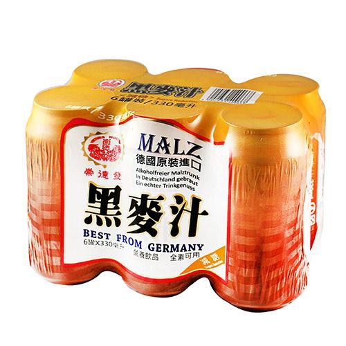 崇德發天然黑麥汁(減糖)易開罐 330ml(6入)/組【康鄰超市】