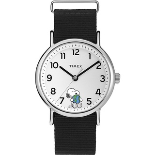 【TIMEX】天美時 x SNOOPY 限量聯名系列擁抱地球手錶-白x黑/38mm (TXTW2V07000)