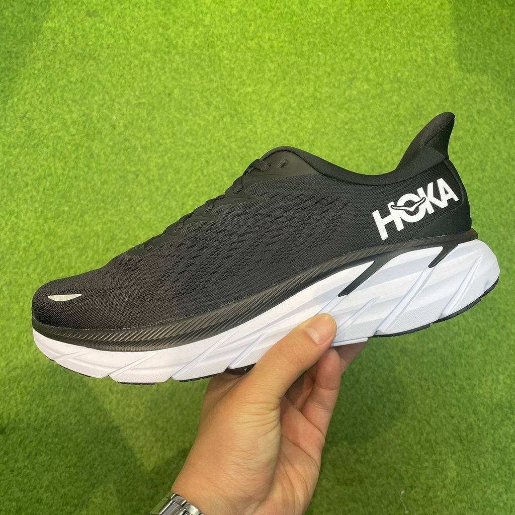 BTW 法國 Hoka One One 男女 Clifton 8 Wide 路跑鞋 黑白