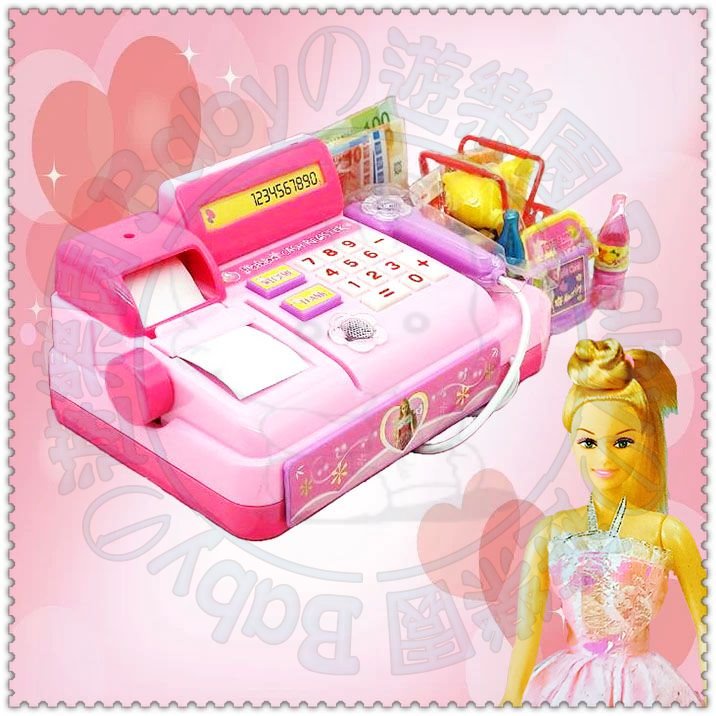 ☆Babyの遊樂園☆ 超市 夢幻 粉紅 芭比 公主 收銀機 學習機 刷卡機 扮家家酒 聲光 音響 玩具 生日 聖誕 交換