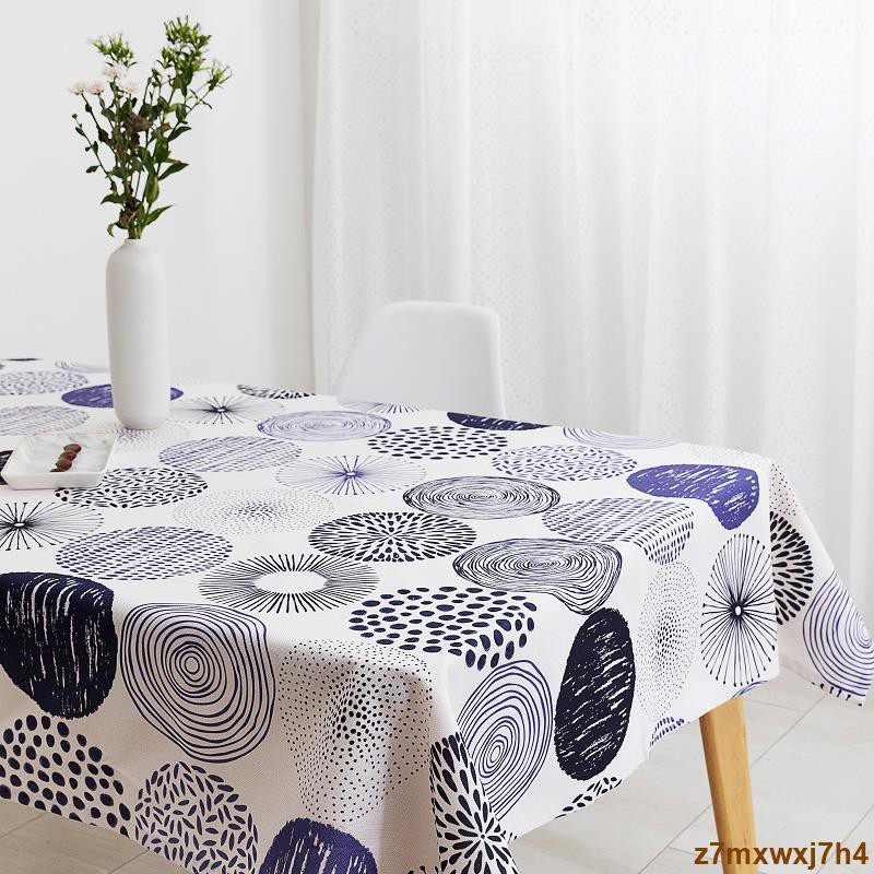 熱銷 北歐現代簡約布藝餐桌布棉麻防水防燙茶幾桌布書桌藍色高級感 蝦皮購物
