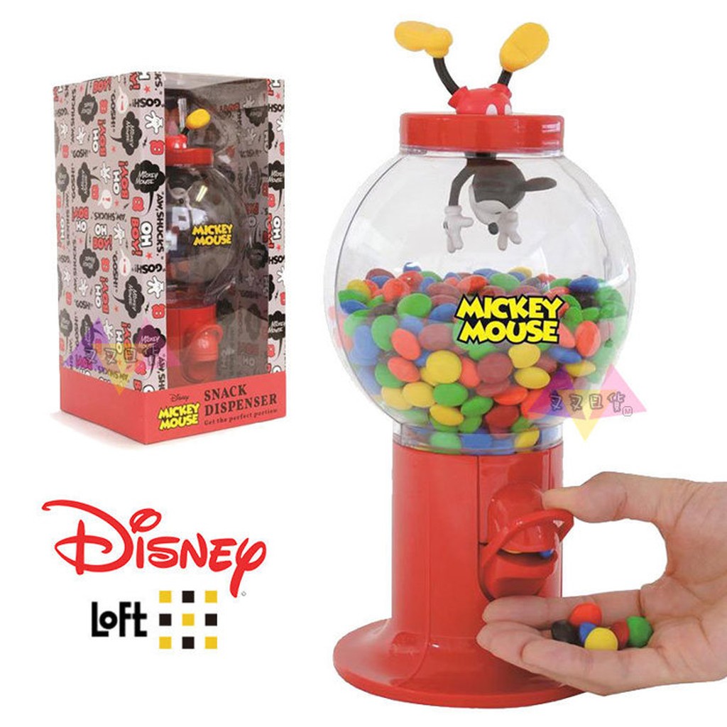 叉叉日貨 LOFT限定迪士尼米奇倒立紅色扭蛋機糖果罐 日本正版【Di42119】特價