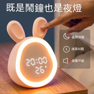 【臺灣現貨】智能鬧鍾創意個性懶人小學生用可充電兒童可愛卡通大顯示屏鬧鈴女