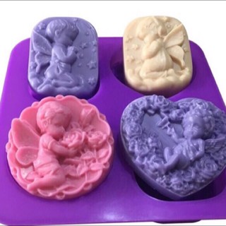 4孔 天使組合皂模 矽膠模。手工皂 香皂 皂基 防蚊磚 蜂蠟 蛋糕 巧克力模。餅乾模 香磚。防蚊磚 矽膠模具 手工皂模