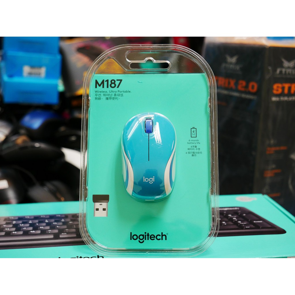 #本店吳銘 - 羅技 logitech M187 迷你無線滑鼠 小巧 輕巧 口袋 便攜 袖珍 滑鼠 3年保固 - 藍綠色