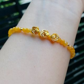 嗨，寶貝銀飾珠寶* 黃金 翡翠飾品☆999足金純黃金 3D硬金 三朵花黃金 冰種天然緬甸玉蜜糖黃翡翠 14k金珠手鍊