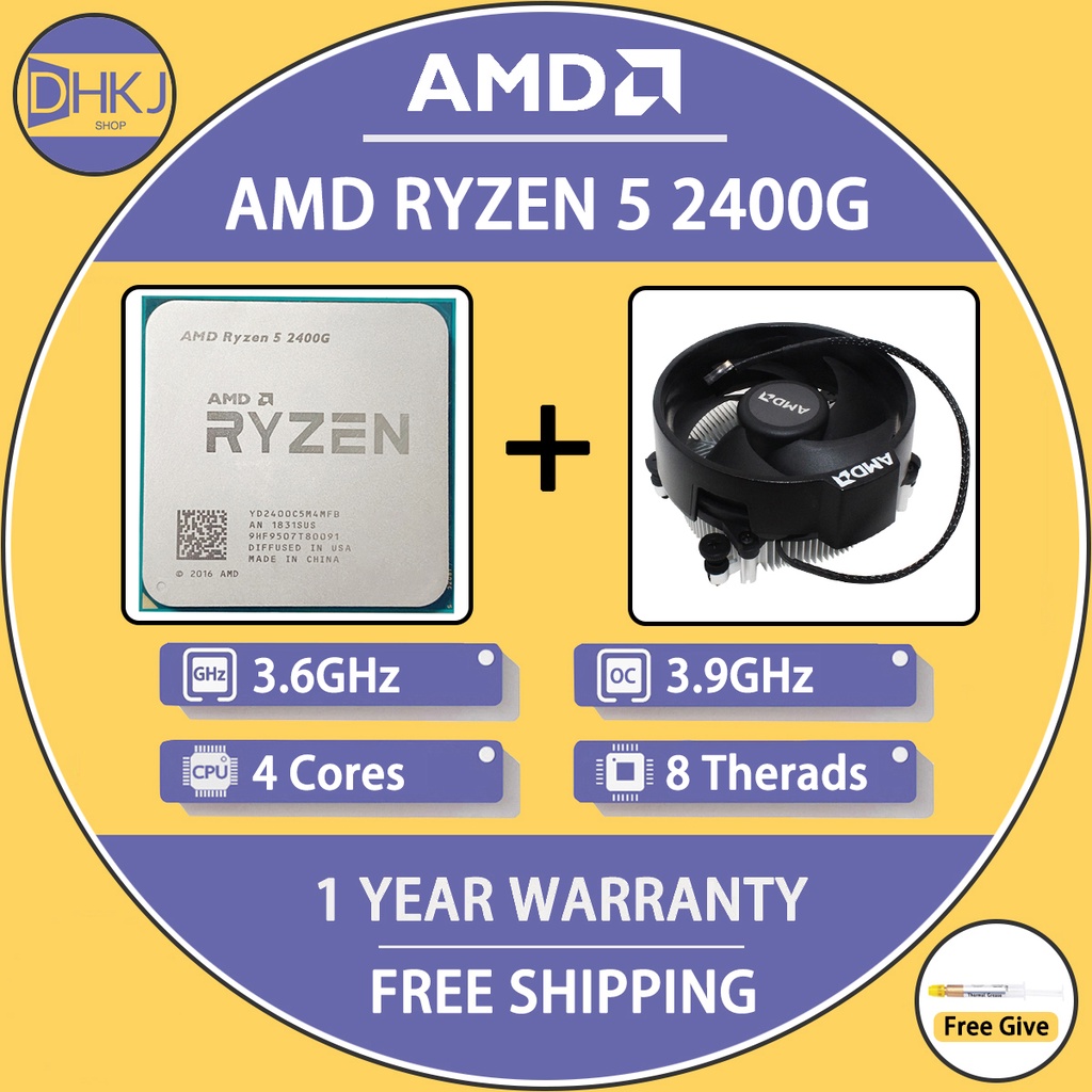 二手 AMD Ryzen 5 2400G R5 2400G 3.6 GHz 四核四核 65W CPU 處理器 YD240