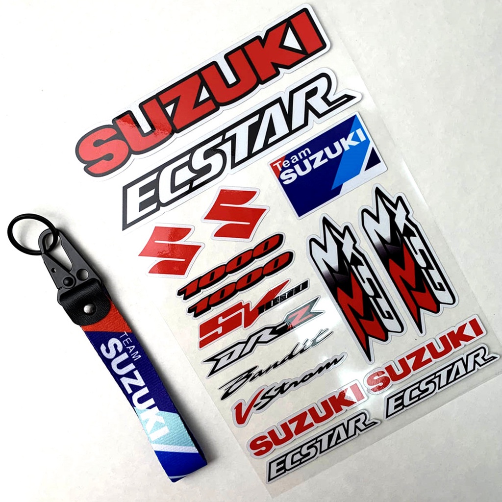 摩托車 Suzuki 反光貼紙尼龍皮革鑰匙扣套裝乙烯基車輪擋泥板貼花適用於鈴木 GSXR GSX R600 750 10