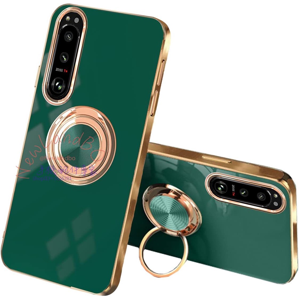 金色邊框墨綠色指環扣支架手機保護殼 Sony Xperia 1 5 10 III IV V 手機殼