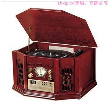 黑膠唱片機/留聲機/ 老式唱片機/ 立體收音機 /CD播放自動回臂功能三速電唱機收音機復古留聲機