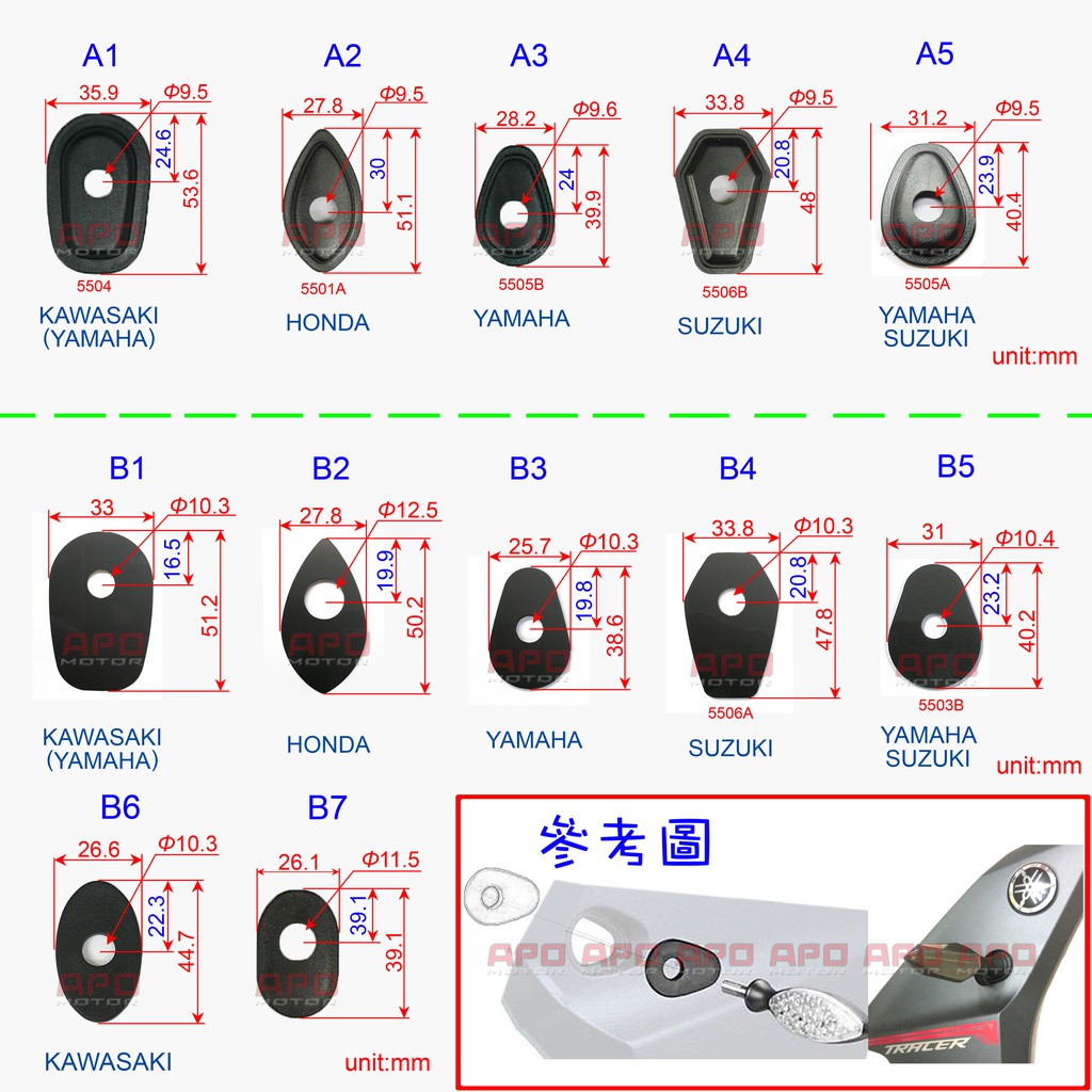 APO~N3-1~臺灣製-方向燈專用墊片~一組4片~買家在自行核對外形與墊片孔洞(方向燈固定螺絲)