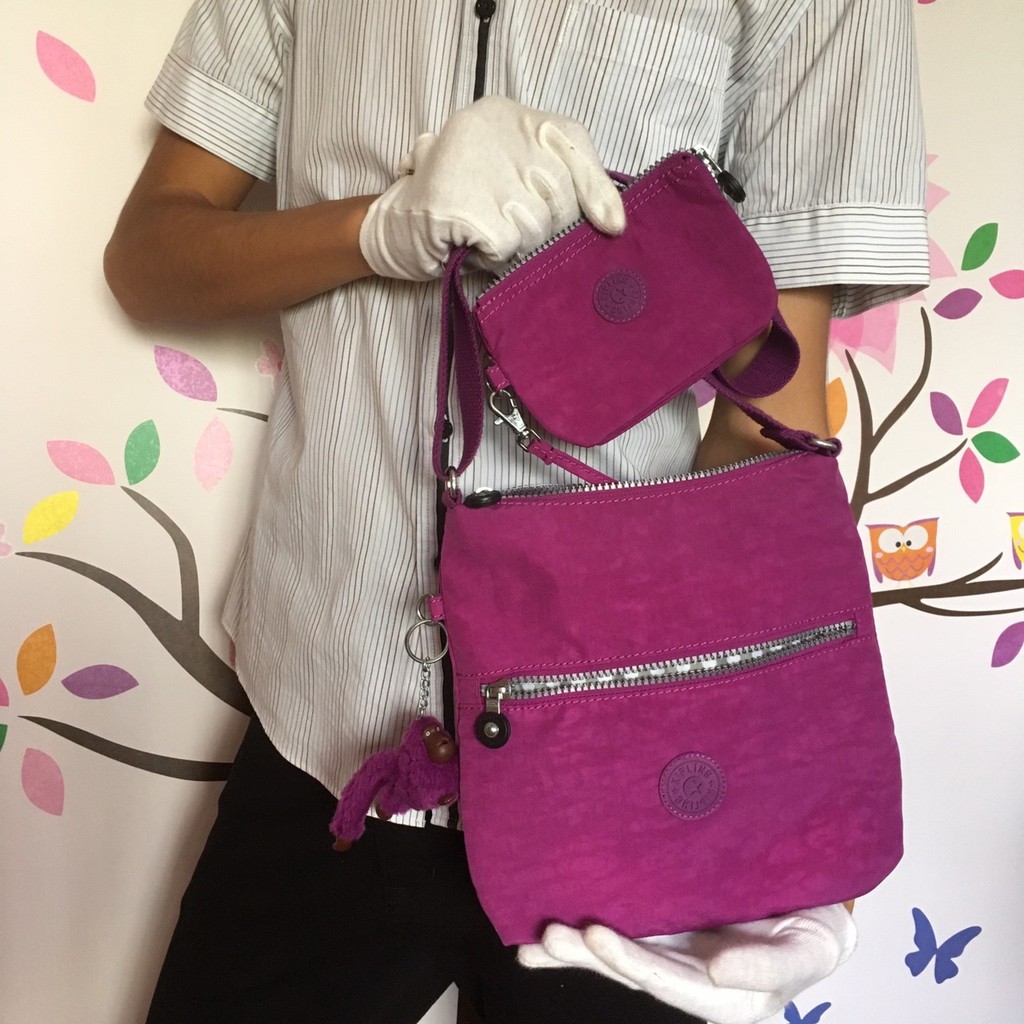 Kipling 素面 手提包 側背包 斜背包 肩背包 子母包 葡萄紫色 正品