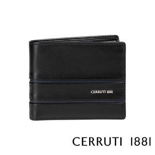 【Cerruti 1881】頂級 義大利 小牛皮 男用短夾 6卡 短夾 MIKE系列(黑色 CEPU05526M)