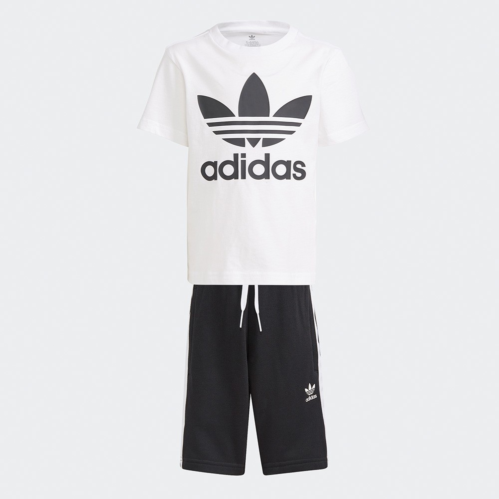 Adidas ORIGINALS ADICOLOR 童裝 套裝 短袖+短褲 休閒 純棉 黑白【運動世界】GP0194