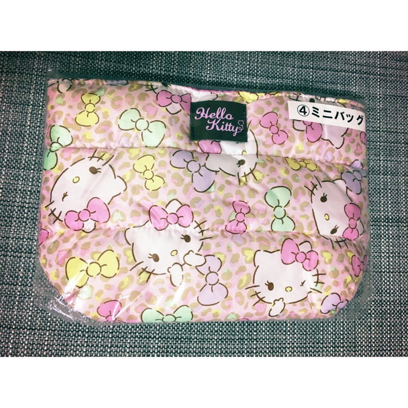 日本 HELLO KITTY 粉紅豹紋 空氣包 小提包 化妝包 抽抽樂