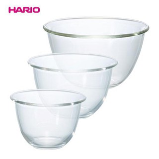 日本【Hario】 MXPN-3704 厚實耐熱玻璃大容量調理碗3入組 (900ml+1500ml+2200ml)