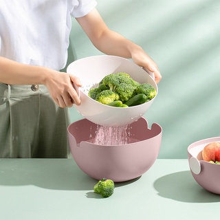新大容量瀝水籃 雙層雙色 提手設計廚房水果籃洗菜籃批發