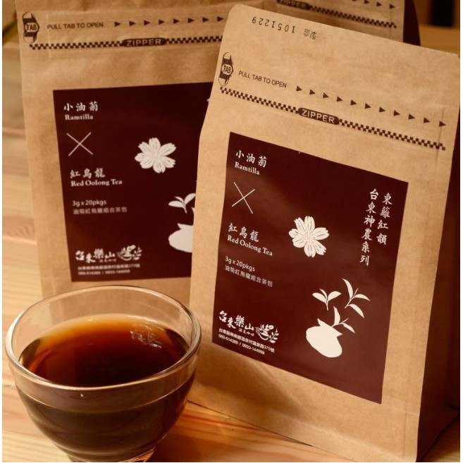 購夠台東→【茗茶優選】東籬紅韻茶包(小油菊+紅烏龍茶包3g×20入)-樂山咖啡農場🍵溫潤回甘，香氣四溢。🍵