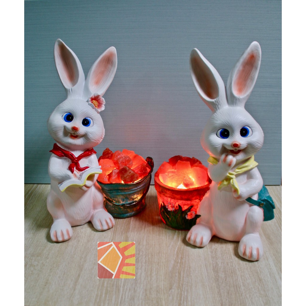 《雙喜兔兔系列》雙喜雪白兔兔創意造型鹽燈(新款此商品優惠活動免運!!)