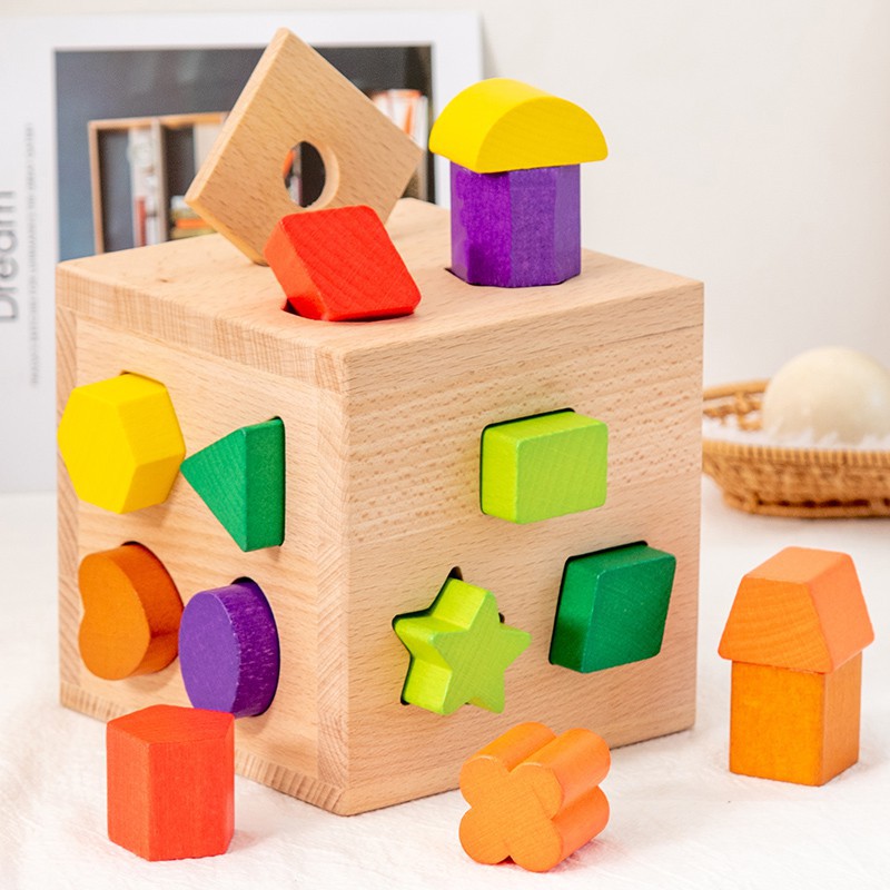 ❤免運❤寶寶形狀積木配對六面盒子益智力開發早教兒童認知玩具蒙氏0-3歲1
