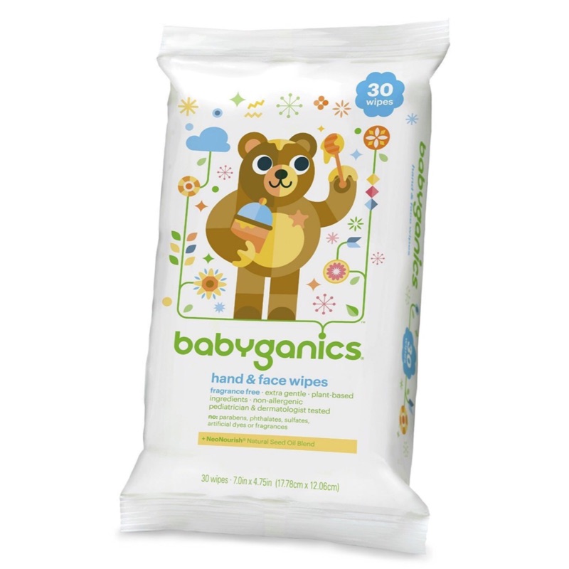 (現貨) BabyGanics 植物性手臉嬰兒超溫和濕紙巾 無酒精無香 30抽 美國進口