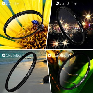 Andoer 52mm 濾鏡套裝 UV+CPL+Macro+星芒 共4片