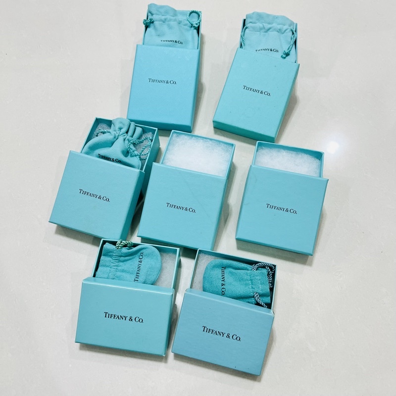 二手 Tiffany&amp;Co. 蒂芙尼 項鍊盒 戒指盒 耳環盒 手環盒 雙層飾品袋 珠寶盒 收納盒 收納袋 防塵袋