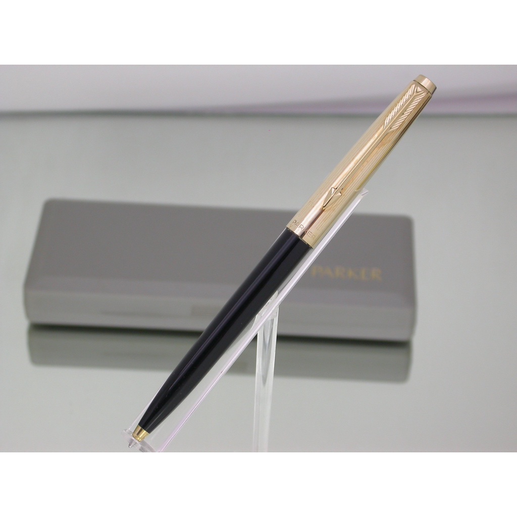 最英國風的派克 全新庫藏 英國製 古董PARKER派克45型K金筆蓋黑桿原子筆