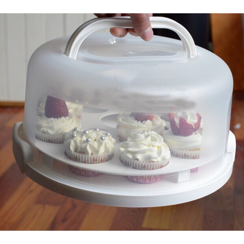 纯白加厚11孔杯子蛋糕盒8-10吋生日蛋糕盒塑料環保手提烘焙包裝盒
