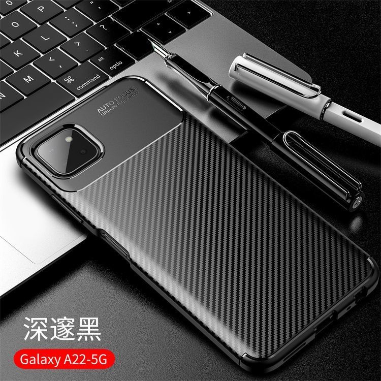 Samsung Galaxy A22 5G 手機殼 個性防摔 硅膠軟磨砂碳纖  Galaxy A22 防摔保護殼